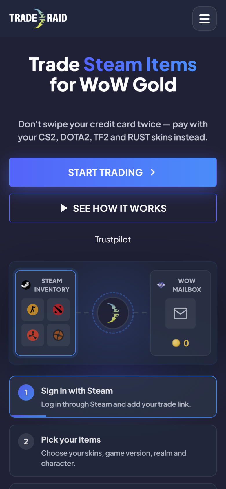 Trade-Raid on a phone